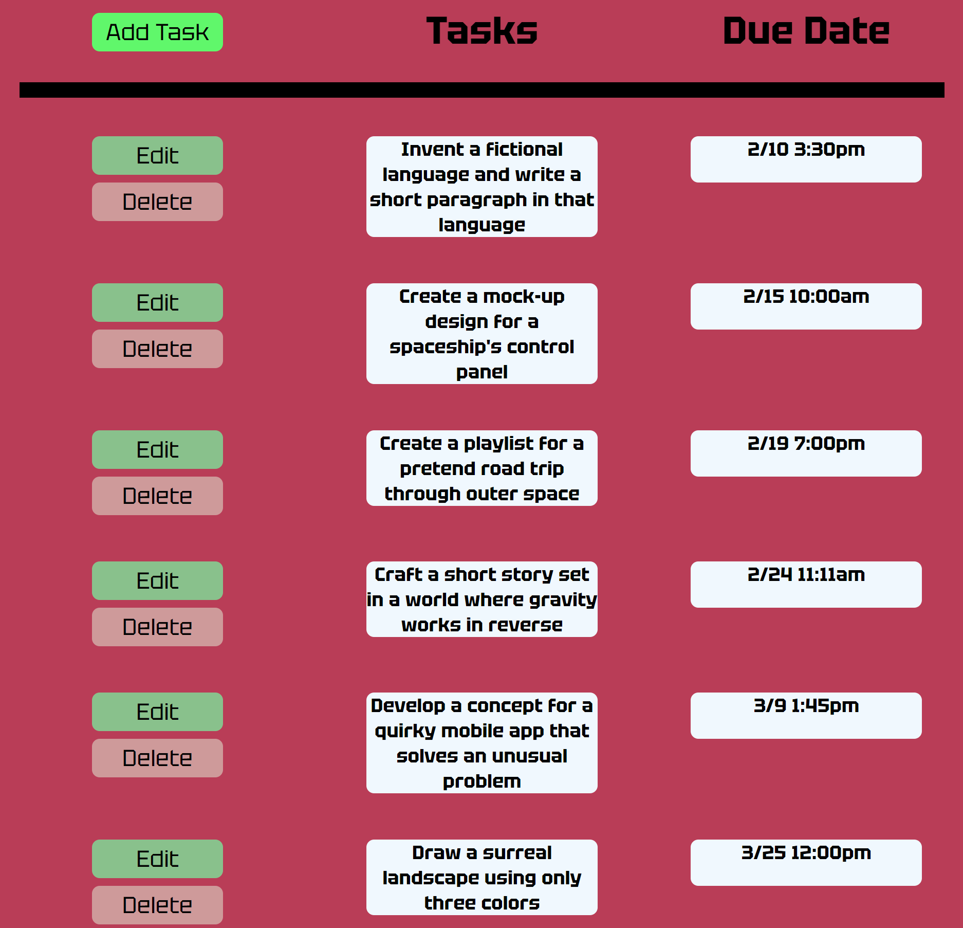 Picture of To-do Scheduler Page